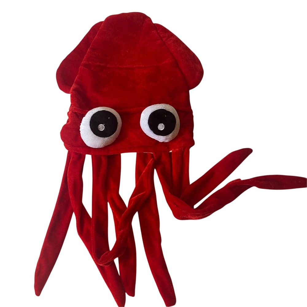 Toy Factory Red Squid Plush Novelty Costume Hat Kids Tentacles Halloween